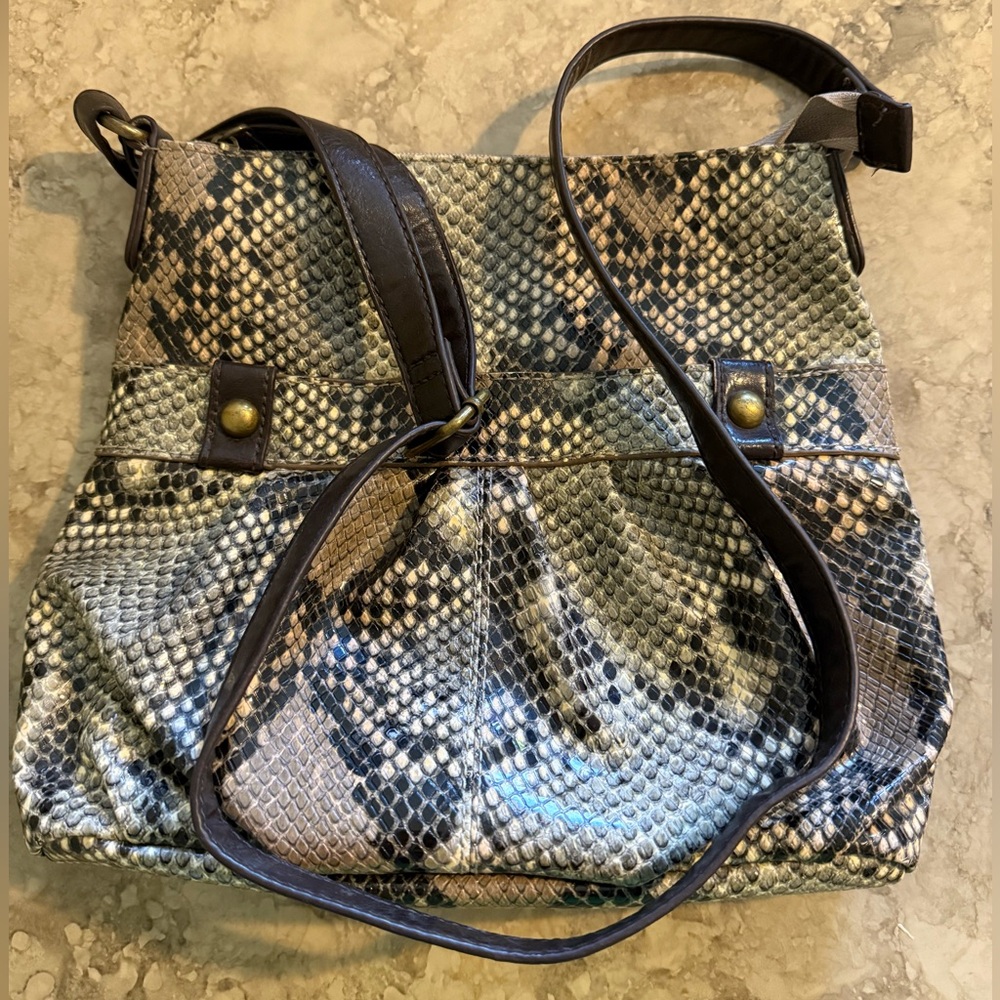 Stylish Snake Print Shoulder Bag